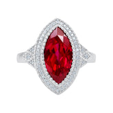 Marquise Cut Lab Created Ruby Moissanite Ring, Solitaire 925 Sterling Silver Hip Hop Ring, Wedding Anniversary Cocktail Ring Gift For Women